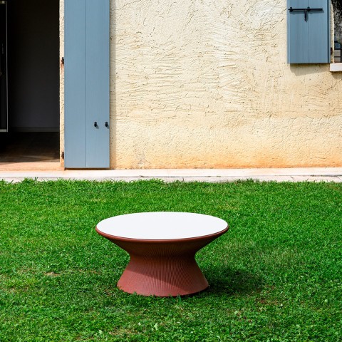Tavolino basso rotondo design moderno per salotto da giardino Fade T1-C Plus Promozione