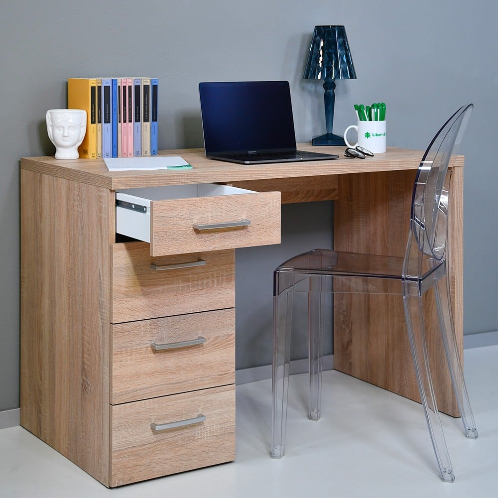 Scrivania ufficio studio 4 cassetti design moderno legno KimDesk