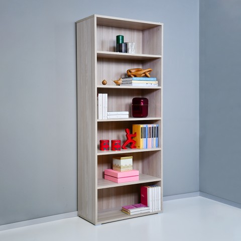Libreria legno 6 vani mensole regolabili ufficio moderno Kbook 6OP Promozione