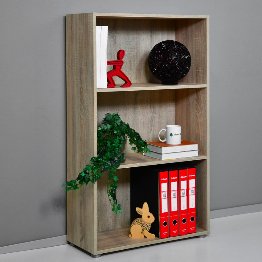 Scaffale libreria bassa 3 ripiani moderna da cm 180 in legni naturale –  Colly Shop
