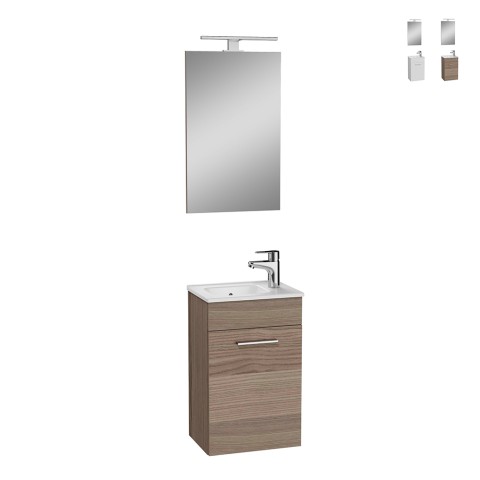 Mobile bagno sospeso 40 cm compatto lavabo anta specchio LED Mia Promozione