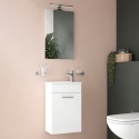 Mobile bagno sospeso 40 cm compatto lavabo anta specchio LED Mia Offerta