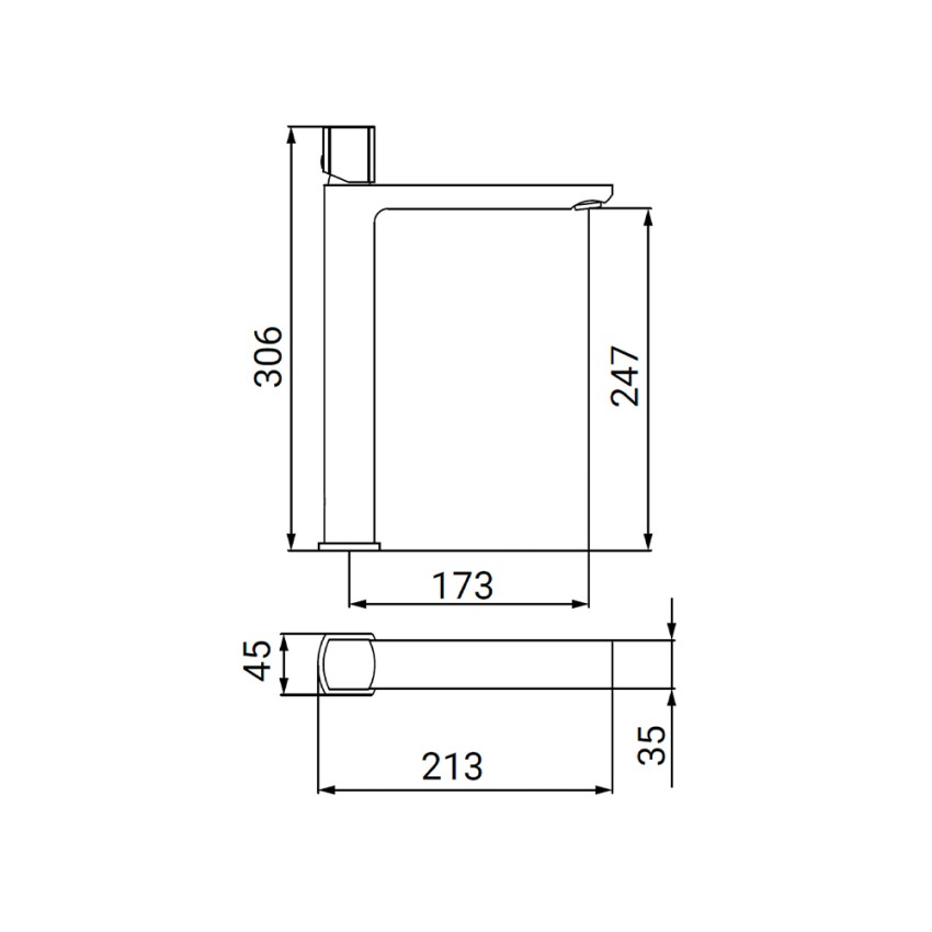 Miscelatore Moderno Alto per Lavabo Monoforo - Rame - Eris