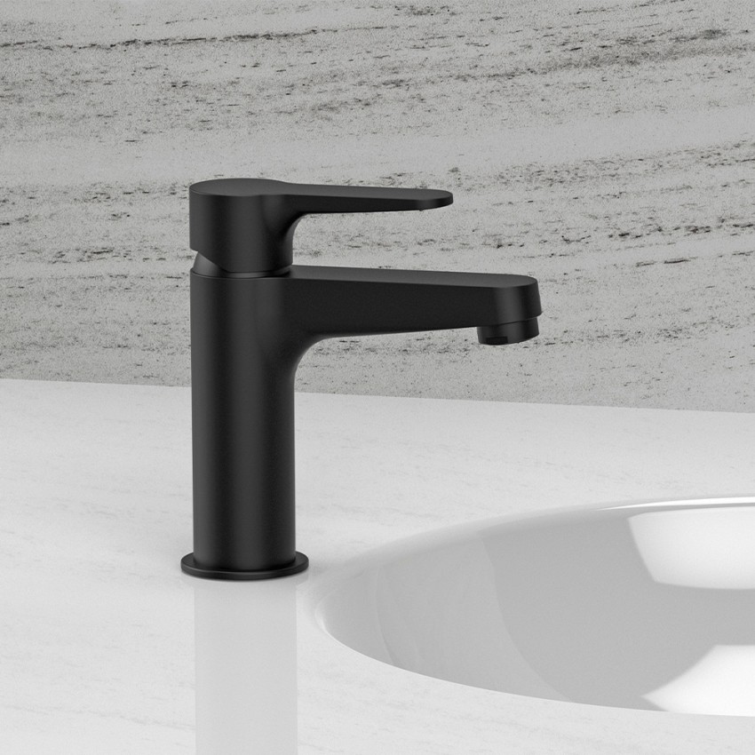 Miscelatore per lavabo rubinetto design moderno nero Aurora