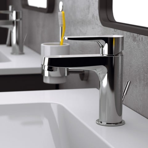 Miscelatore per lavabo rubinetto cromato design moderno Aurora