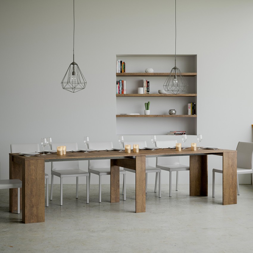 Basic Noix consolle design allungabile 90x48-308cm tavolo pranzo legno