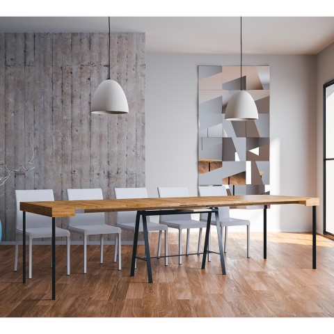 Consolle tavolo sala da pranzo allungabile 90x40-300cm legno Banco Fir Promozione