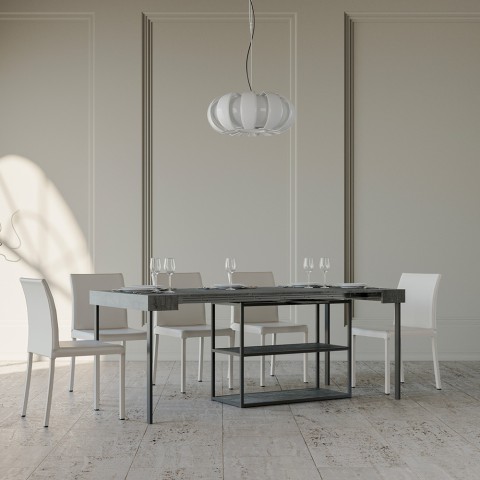Consolle allungabile design 90x40-300cm tavolo grigio Plano Concrete
