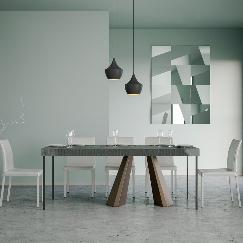 Diamante Small Premium Concrete consolle tavolo allungabile grigio 90x40 -196cm