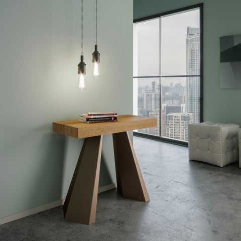 Consolle allungabile in legno 90x40-300cm tavolo moderno Diamante Oak