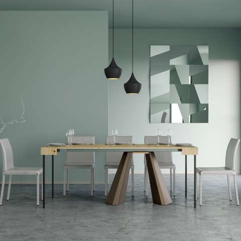Consolle design moderno tavolo allungabile 90x40-300cm Diamante Nature
