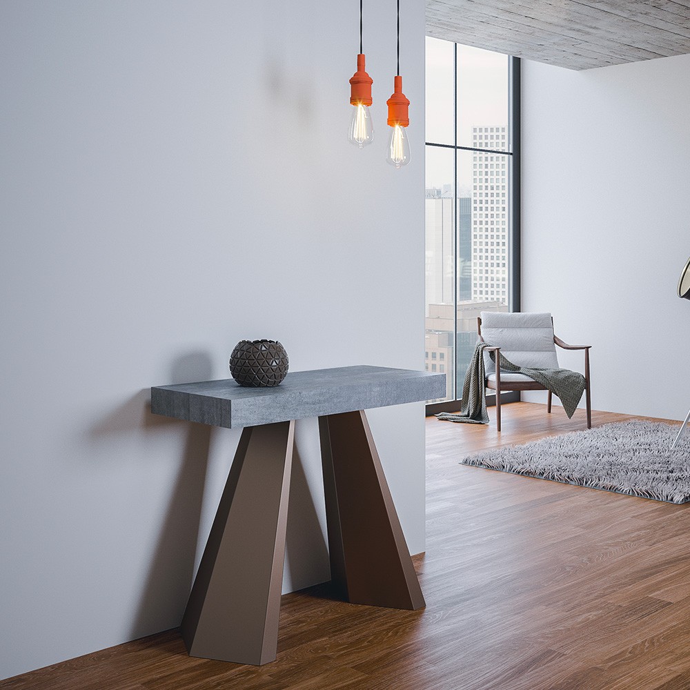 Consolle allungabile 90x40-300cm tavolo grigio Diamante Premium Concrete