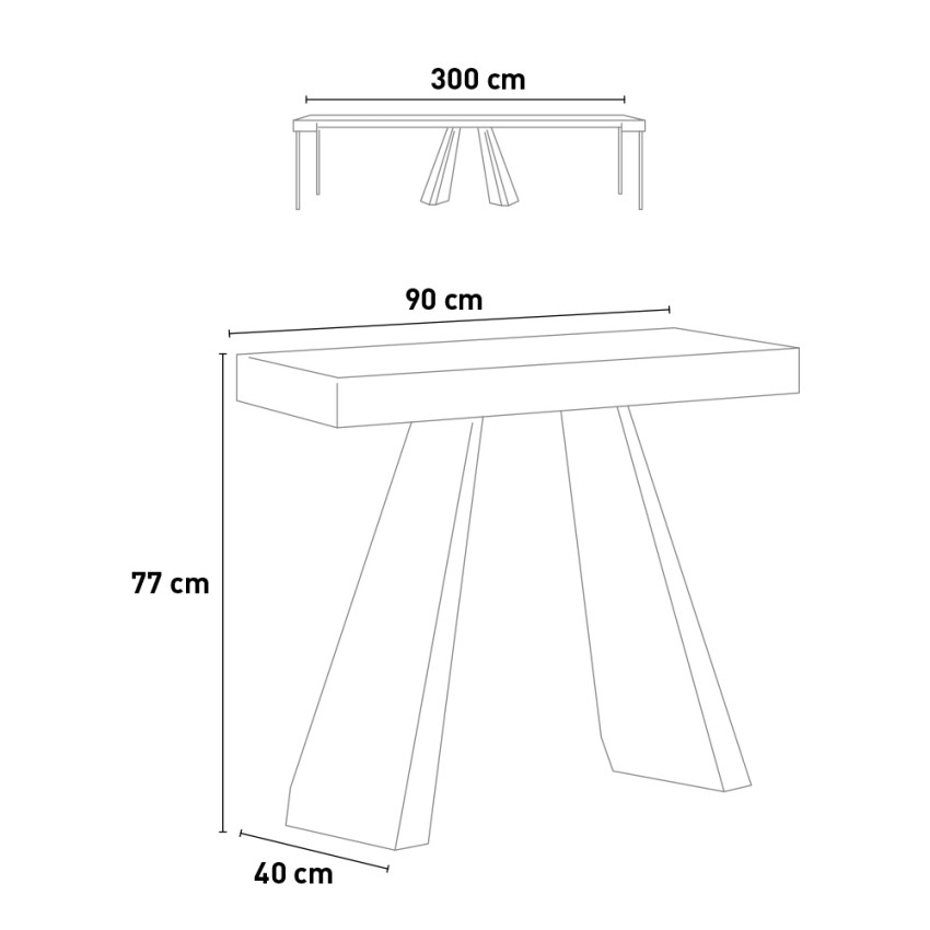 Consolle allungabile Diamante L.90 P.40 H.77 fino 300 cm