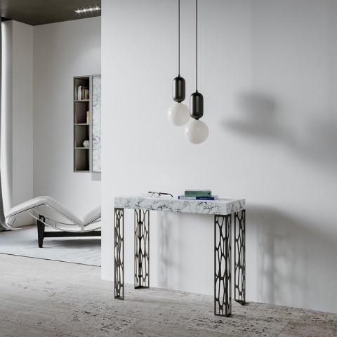 Consolle design moderno allungabile 90x40-300cm tavolo marmo Ghibli Marble