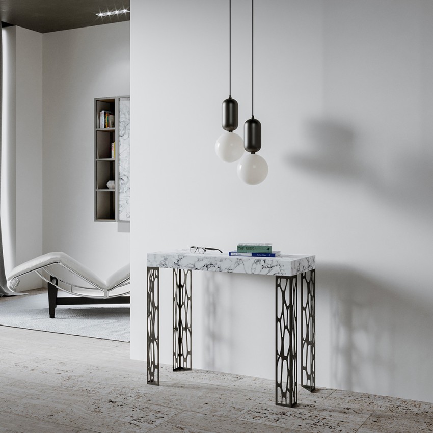 Consolle design moderno allungabile 90x40-300cm tavolo marmo Ghibli Marble Promozione