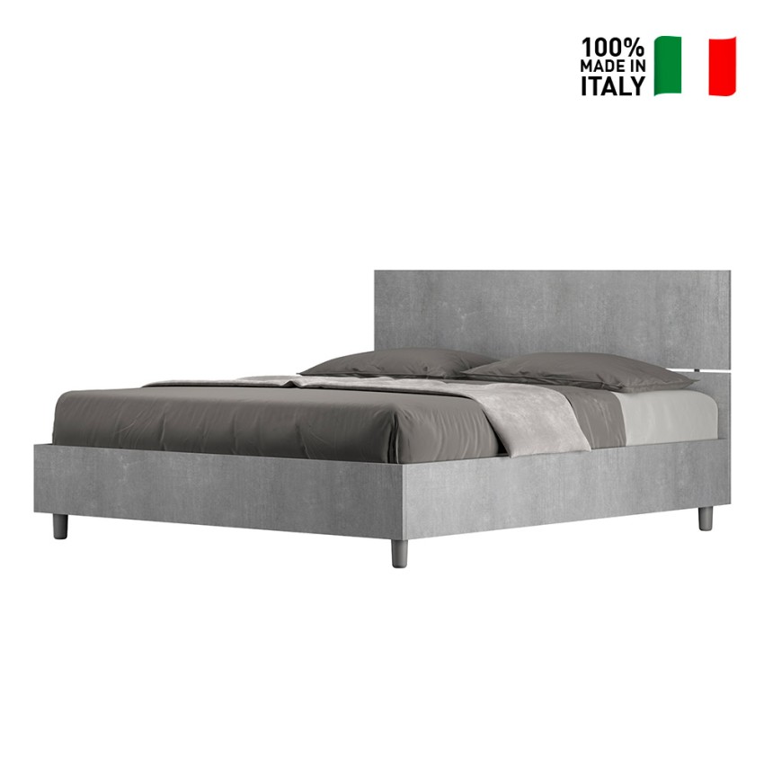 Demas Concrete letto contenitore matrimoniale 160x190cm grigio