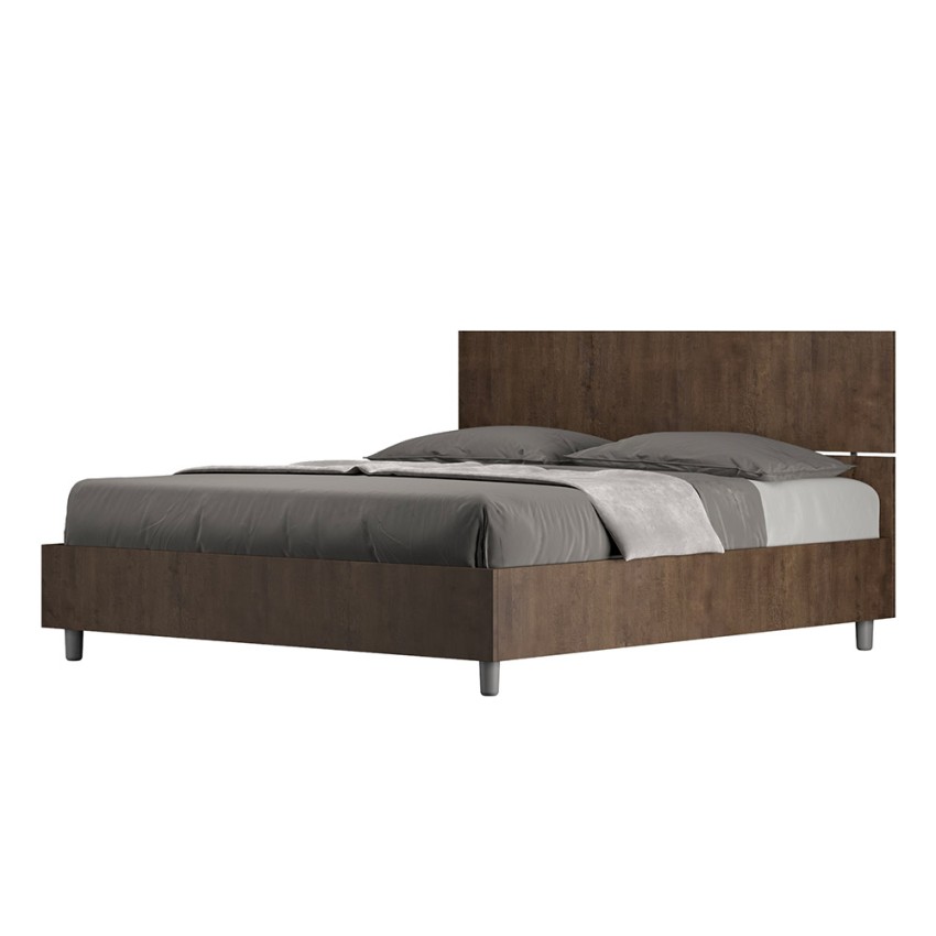 Demas D Oak letto matrimoniale in legno 160x190cm doghe testata dritta