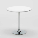 Tavolino Rotondo Bianco 70x70 cm con 2 Sedie Colorate Paris Long Island 