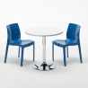 Tavolino Rotondo Bianco 70x70 cm con Base in Acciaio e 2 Sedie Colorate Ice Long Island Costo