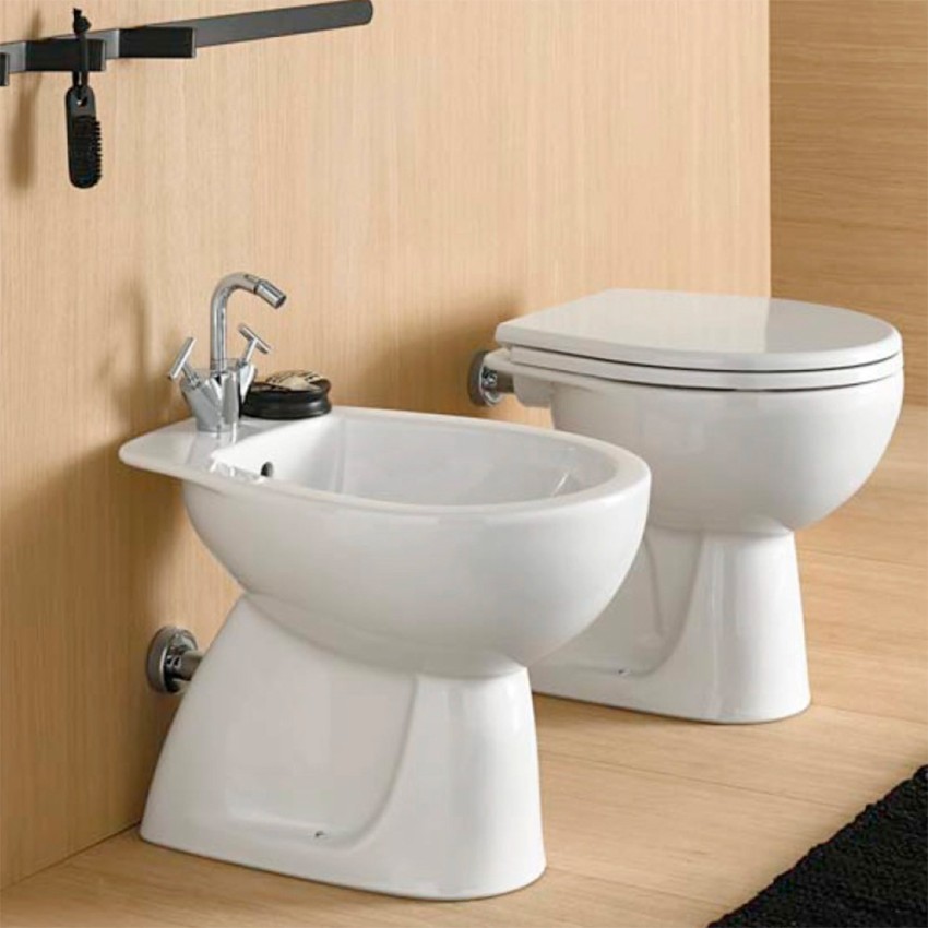 Vaso WC bagno ceramica a terra scarico orizzontale sanitari Geberit Colibrì