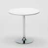 Tavolino Rotondo Bianco 70x70 cm con Base in Acciaio e 2 Sedie Colorate Ice Long Island 