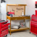 Banco da lavoro tavolo con pannello e cassetto per officina Max 120x60x150cm 