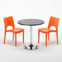 Tavolino Rotondo Nero 70x70 cm con 2 Sedie Colorate Paris Cosmopolitan Modello