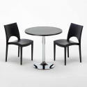 Tavolino Rotondo Nero 70x70 cm con 2 Sedie Colorate Paris Cosmopolitan 