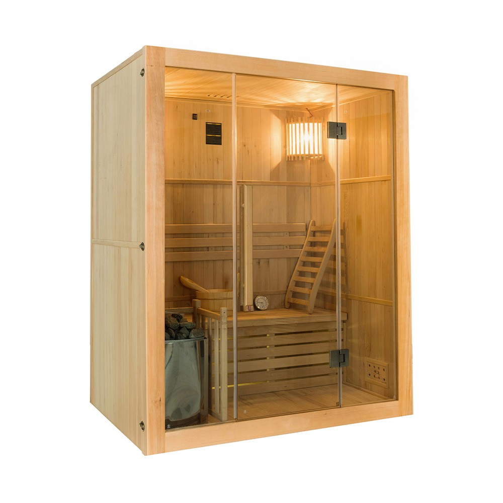 Sauna finlandese domestica in legno 3 posti stufa 4,5 kW Sense 3