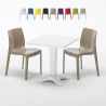 Tavolino Quadrato Bianco 70x70 cm con 2 Sedie Colorate Ice Patio Promozione