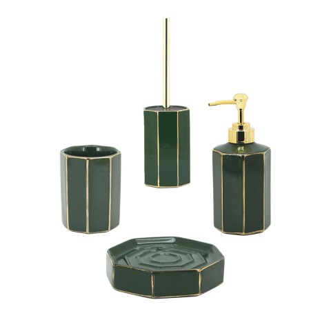 Set accessori bagno portaspazzolini dispenser portasapone scopino Emerald