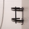 Mensola doccia angolare a muro 2 ripiani alluminio cromato nero Attractive