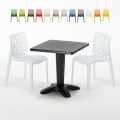 Tavolino Quadrato Nero 70x70 cm con 2 Sedie Colorate Gruvyer Aia Promozione