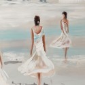 Quadro dipinto a mano rilievo donne spiaggia cornice 60x90cm W205 Catalogo