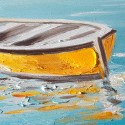 Quadro dipinto a mano barca mare su tela 30x30cm con cornice W605
