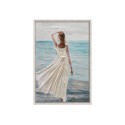 Quadro dipinto a mano su tela rilievo donna spiaggia 60x90cm W713 Saldi