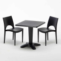Tavolino Quadrato Nero 70x70 cm con 2 Sedie Colorate Paris Aia