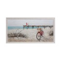 Quadro dipinto a mano su tela molo spiaggia 60x120cm con cornice W628 Saldi