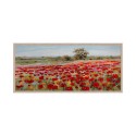 Quadro dipinto a mano tela campo papaveri rossi cornice 65x150cm W634 Saldi