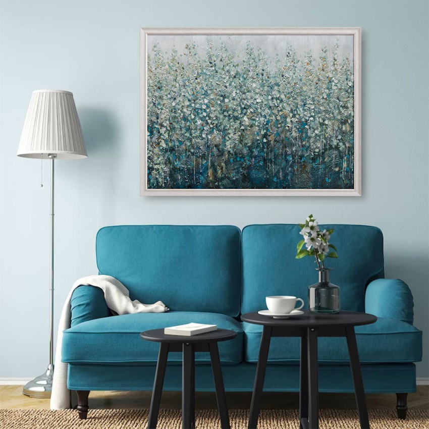 W669 quadro astratto dipinto a mano fiori su tela con cornice 90x120cm
