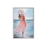Quadro dipinto a mano donna spiaggia rilievo su tela 60x90cm W714