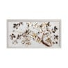 Quadro dipinto a mano ramo fiori metallici tela cornice 60x120cm Z440