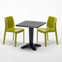 Tavolino Quadrato Nero 70x70 cm con 2 Sedie Colorate Ice Aia Misure