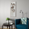 Quadro dipinto a mano su tela 30x90cm fiori metallici con cornice Z423