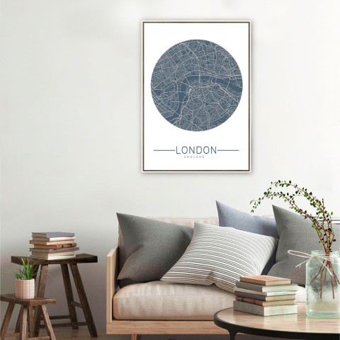 Quadro stampa fotografia mappa città Londra cornice 50x70cm Unika 0006
