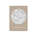 Quadro stampa fotografia mappa città Milano cornice 50x70cm Unika 0012 Vendita