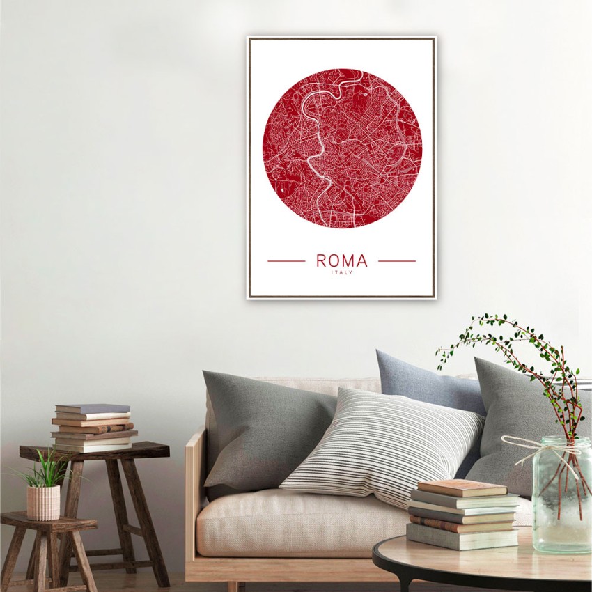 Unika 0068 poster stampa fotografia cornice mappa Roma città 50x70cm