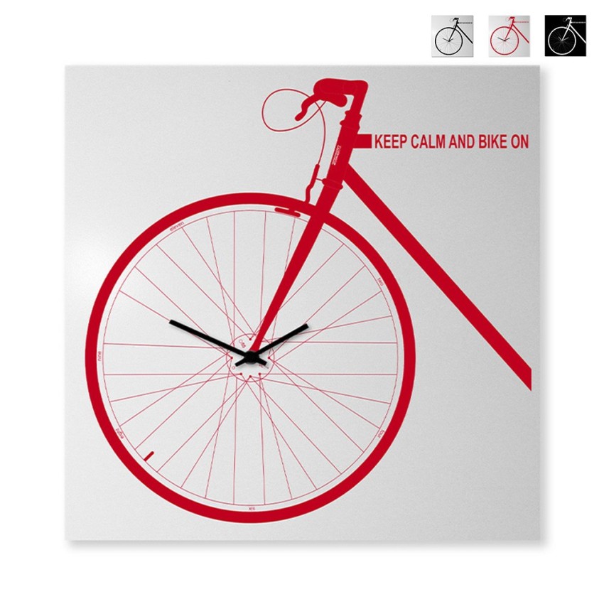 Bike On Big orologio da parete quadrato 80x80cm design bicicletta