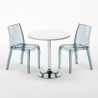 Tavolino Rotondo Bianco 70x70 cm con 2 Sedie Colorate Trasparenti Cristal Light Silver Sconti