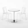 Tavolino Rotondo Bianco 70x70 cm con 2 Sedie Colorate Trasparenti Dune Silver Saldi